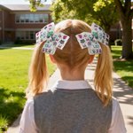 Personalized Cute Multicolor School Bus Pencil Design Hair Bow with Name Hair Accessory Back to School Birthday Gift for Girls