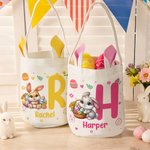 Gepersonaliseerd schattig konijn met konijnen oren paasmandje met naam en initialen eieren jagen Party Favor paasgeschenk voor kinderen