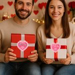 Personalized Pink Bow Heart Happy Valentine's Day Waterproof Stickers with Name Valentine's Day Gift for Couple Woman