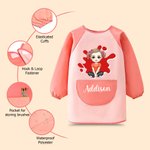Personalized Cute Cartoon Character Waterproof Long Sleeve Kid Apron with Name Cooking Painting Handcraft Activities Birthday Gift for Kids