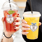 Personalized Multicolour Romantic Bow Heart Locket Waterproof Sparkle Finish Stickers with Initial Gift Decor Valentine's Day Wedding for Couple Women