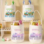 Personalized Cute Chick Rabbit Easter Eggs Train Bunny Ears Basket with Name Egg Hunting Accessories Easter Gift for Boys Girls