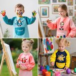 Personalized Cute Cartoon Character Waterproof Long Sleeve Kid Apron with Name Cooking Painting Handcraft Activities Birthday Gift for Kids