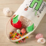 Personalized Easter Bunny Carrot Eggs Large Capacity Basket with Name and Initial Easter Eggs Hunting Party Favors Gift for Boys Girls