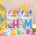 Gepersonaliseerd schattig konijn met konijnen oren paasmandje met naam en initialen eieren jagen Party Favor paasgeschenk voor kinderen