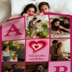Personalisierte Fotocollage Decke mit 6 Fotos Namen und Liebesspruch weiche Kuscheldecke Wohndeko Valentinstag Jahrestag Geburtstag Geschenk für Paare