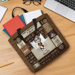 Personalized Cartoon Reading Character Large Tote Bag with Name Daily Use Travel Essential Birthday Anniversary Gift for Women