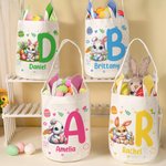 Gepersonaliseerd schattig konijn met konijnen oren paasmandje met naam en initialen eieren jagen Party Favor paasgeschenk voor kinderen