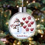 Adorno personalizado en forma de bola de cristal con muñeco de nieve hasta 14 corazones y nombre regalo de Feliz Navidad para familia y amigos