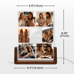 Personalized 6 Photos Acrylic LED Night Light with Name Text and Wooden Base  Birthday Anniversary Gift for Family Friends Couple