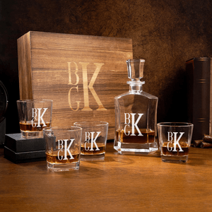 Personalized Engraved Initial Design Whiskey Decanter with Name Birthday Father's Day Gift for Bartender Father