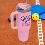 Personalized Pickleball Shadow Monogram 40oz Tumbler with Straw Large Capacity Travel Accessory Birthday Gift for Pickleball Lover
