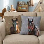 Herradura Personalizada Cara de Caballo Foto Funda Almohada con Nombre Decoración de Hogar Cumpleaños Aniversario Regalo para Dueño de Caballo Amante