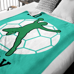 Personalised Handball-Themed Silhouette Soft Throw Blanket with Name and Number Home Decor Birthday Gift for Handball Enthusiasts