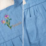 Personalised Birth Flower Embroidery Ruffle Princess Apron with Name and Adjustable Strap Birthday Housewarming Gift for Woman Gardener Cook
