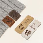 Personalisierte 10-tlg. Textiletiketten aus PU-Leder mit Initiale und Text Handarbeit Geburtstag Geschenk für DIY Stricker Nähliebhaber