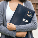 Personalized Cartoon Character Birth Flower PU Leather File Folder Briefcase with Name Business Trip Supplies Birthday Gift for Bookworms Family