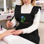 Personalised Birth Flower Embroidery Ruffle Princess Apron with Name and Adjustable Strap Birthday Housewarming Gift for Woman Gardener Cook