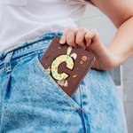 Personalised Easter Bunny Ears Initial PU Leather Wallet with Name Easter Gift for Girls