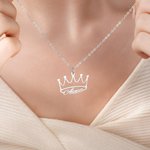 Personalized Crown Name Necklace Dainty Jewelry Birthday Anniversary Valentine's Day Mother's Day Gift for Women