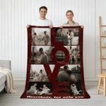 Personalized Love 10 Photos Soft Throw Blanket with Text Home Decor Valentine's Day Birthday Gift for Couple
