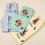 Pantalones de pijama personalizados con foto de mascota estampado multicolor y nombre regalo de cumpleaños para amantes de las mascotas y la familia