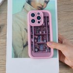 Personalised Pink Bookshelf Floral Shockproof Phone Case with Name for iPhone Birthday Christmas Gift for Book Lover Bookworm