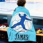 Personalised Handball-Themed Silhouette Soft Throw Blanket with Name and Number Home Decor Birthday Gift for Handball Enthusiasts