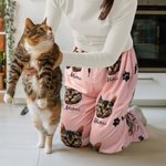 Pantalones de pijama personalizados con foto de mascota estampado multicolor y nombre regalo de cumpleaños para amantes de las mascotas y la familia