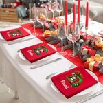 Servilleta reutilizable personalizada de 100% algodón con muñeco de nieve inicial y nombre decoración de mesa regalo de Navidad para la familia