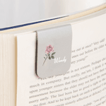 Personlig Födelseblomma Flerfärgad PU läder Magnetiskt bokmärkesklämma med namn Daglig användning Födelsedagspresent för läsentusiaster Bokmalar