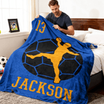 Personalised Handball-Themed Silhouette Soft Throw Blanket with Name and Number Home Decor Birthday Gift for Handball Enthusiasts