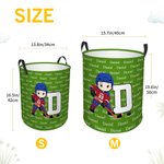Personalized Cute Cartoon Ice Hockey Player Character Laundry Basket with Initial and Name Team Birthday Gift for Hockey Players Lovers