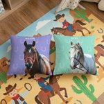 Herradura Personalizada Cara de Caballo Foto Funda Almohada con Nombre Decoración de Hogar Cumpleaños Aniversario Regalo para Dueño de Caballo Amante