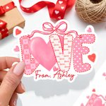 Personalisierte Liebe Bogen Herz rosa Aufkleber mit Text täglichen Gebrauch Valentinstag Geschenk für Freundin Ehefrau