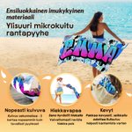 Personoitu graffitityylinen ylisuuri rantapyyhe nimellä täydellinen syntymäpäivälahja lapsille ja perheelle