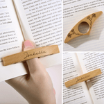 Personalised Handmade Natural Walnut Birth Flower Book Page Folder with Name Novel Reading Accessories Birthday Gift for Book Lovers Bookworms