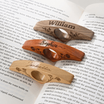 Personalised Handmade Natural Walnut Birth Flower Book Page Folder with Name Novel Reading Accessories Birthday Gift for Book Lovers Bookworms