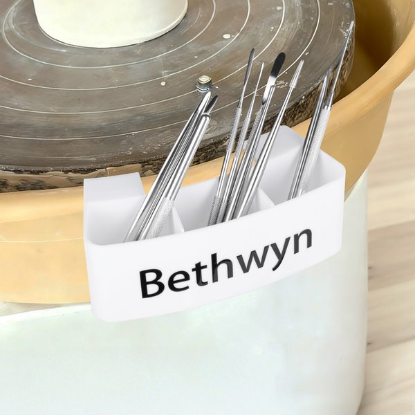 Personalisierte Name Design Töpferscheibe Werkzeughalter Rack mit 3 verstellbaren Schlitzen Keramik Zubehör Geburtstagsgeschenk für Keramiker Töpferei Liebhaber