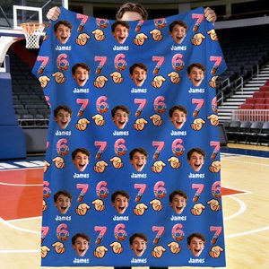 Personnalisé Six Seven 67 Meme Basketball Soccer Face Photo Soft Throw Blanket with Name Home Decor Birthday Gift for Friend Teenager