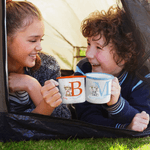 Personalised Cartoon Cute Animal Cloud 12 oz Coloured Rim Enamel Mug with Name and Initial Daily Use Birthday Gift for Boys and Girls