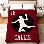 Personalised Handball-Themed Silhouette Soft Throw Blanket with Name and Number Home Decor Birthday Gift for Handball Enthusiasts