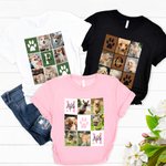 Personalized Paw Print Pet Photos Multicolor Kid Adult T-shirt Sweatshirt with Names and Initials Birthday Gift for Pet Lovers Owners