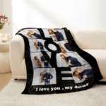 Personalized Love 10 Photos Soft Throw Blanket with Text Home Decor Valentine's Day Birthday Gift for Couple