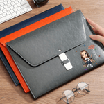 Personalized Cartoon Character Birth Flower PU Leather File Folder Briefcase with Name Business Trip Supplies Birthday Gift for Bookworms Family