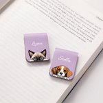Segnalibro in pelle magnetico personalizzato con nome e animale regalo per amanti di cani e gatti o appassionati di letture