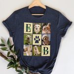 Personalized Paw Print Pet Photos Multicolor Kid Adult T-shirt Sweatshirt with Names and Initials Birthday Gift for Pet Lovers Owners