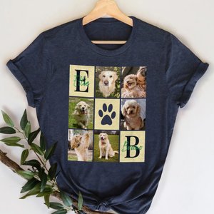 Personalized Paw Print Pet Photos Multicolor Kid Adult T-shirt Sweatshirt with Names and Initials Birthday Gift for Pet Lovers Owners