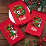 Servilleta reutilizable personalizada de 100% algodón con muñeco de nieve inicial y nombre decoración de mesa regalo de Navidad para la familia