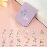 Personlig Födelseblomma Flerfärgad PU läder Magnetiskt bokmärkesklämma med namn Daglig användning Födelsedagspresent för läsentusiaster Bokmalar